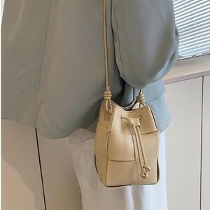 Mini Tan Woven Bucket Bag-Like new condition!
